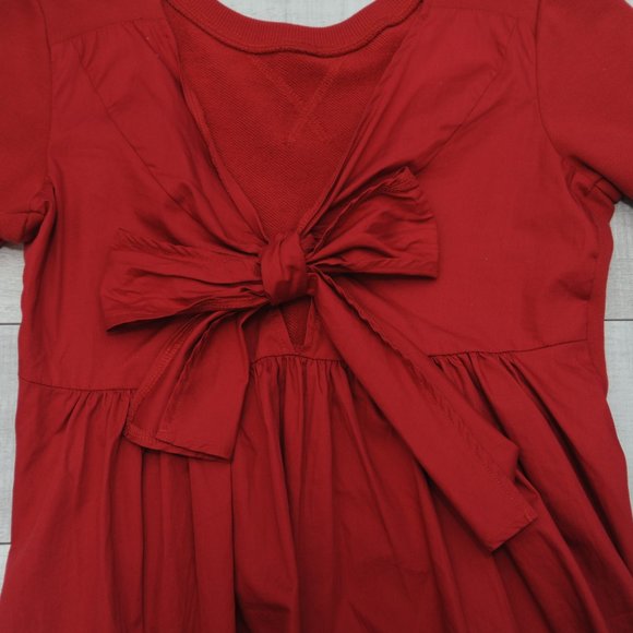 Ella Moss red back bow ruffle bottom sweater top S - Picture 5 of 6